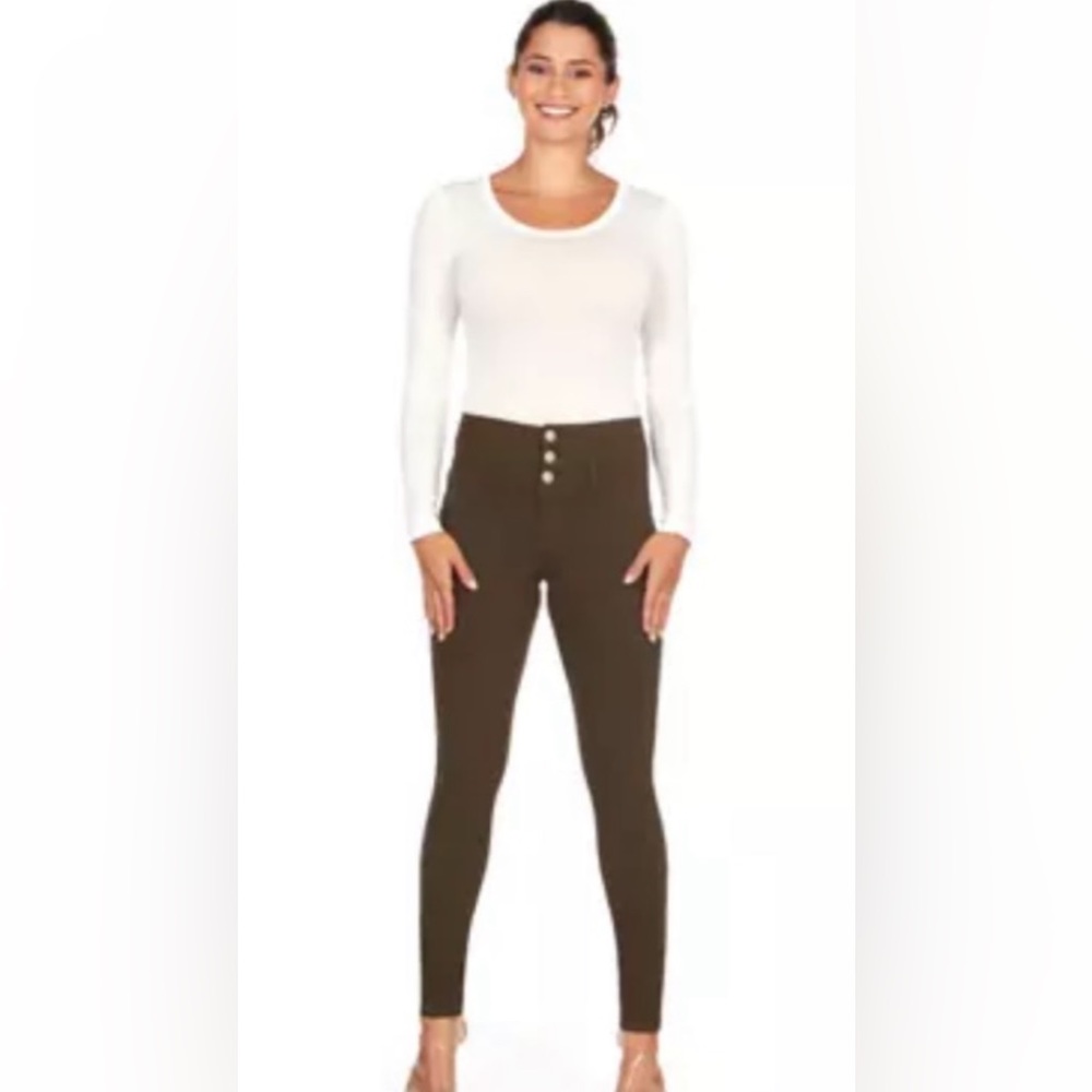 NWOT Exhilaration High Waist 3-Button Stretch Skinny Pants, size 10
